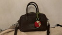 裘真【明星推荐】宽宽包植鞣牛皮休闲斜挎包手提保龄球包女 咖啡色 实拍图