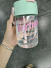 品喻（PINYU）塑料杯大容量吸管杯便捷杯子耐高温带茶隔高颜值奶茶绿600ml 实拍图