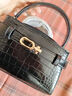CHARLES&KEITH鳄鱼纹凯莉包手提斜挎婚包包女包生日礼物CK2-50270880-1 Black黑色 S 实拍图