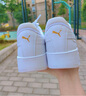 彪马（PUMA）【厚底鞋】增高小白鞋女子新款灰色板鞋CARINA389390 白-白-金色-01 38 实拍图