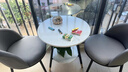 映巢（YINGCHAO）阳台小茶桌休闲小圆桌椅三件套装奶茶酒店接待桌椅组合三件套 一桌两椅【双层】灰棕拼皮 组装 实拍图