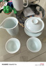 左茗右器 青瓷盖碗茶杯 景德镇陶瓷三才杯 泡茶碗 功夫茶具家用泡茶器 富贵粉青盖碗+2杯+公道杯 实拍图