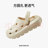 朴西奶酪踩屎感洞洞鞋女厚底凉鞋沙滩包头拖鞋外穿情侣 象牙白 44-45 实拍图