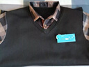花花公子假两件针织衫男士装秋冬季款打底加绒厚保暖修身毛衣衬衫领上衣服 黑条纹【常规款】 XL 实拍图