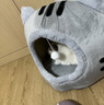 珑小宠猫窝冬天四季通用封闭式猫屋别墅狗窝小型犬加厚猫狗窝猫床猫舍 卡通猫头窝灰色【L号] 实拍图