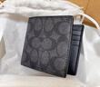 蔻驰（COACH）【品牌直供】男士短款折叠钱包卡包灰黑色拼色CY394 实拍图