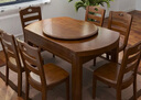 南之安 全实木餐桌椅组合6人圆形多功能伸缩简约现代中式家用吃饭桌跳台 胡桃色 1.6m 一桌10椅(送转盘) 实拍图
