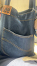 LEE牛仔帆布袋女士托特包单肩包大容量通勤手提包购物袋男女个性工装 深牛仔色 实拍图