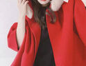 傲列25秋冬新魔女斗篷披肩双面羊绒大衣女可拆卸狐狸毛领毛呢皮草外套 红色 S 实拍图