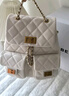 百丽【新年礼物】女包小香风百搭菱格链条包羊皮双肩包X9330BX4 米色 实拍图