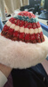 热风（Hotwind）【商场同款】女士新年毛线帽冬季新款绞花拼色厚毛绒保暖圣诞帽 05红色 F 实拍图