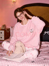 果壳（Gukoo）睡衣女秋冬季新款甜美卡通圆领套头薄绒款保暖女士套装家居服D 天堂粉女套装1 XS 实拍图