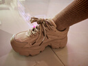骆驼（CAMEL）老爹鞋女网布皮面拼接双系带厚底休闲鞋 L24S283079 杏色 35 实拍图