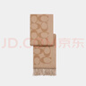 蔻驰（COACH）【品牌直供】男女同款经典LOGO印花C纹流苏绵羊毛围巾驼色CU807 实拍图