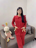 猫人结婚睡衣女新婚情侣纯棉套装红色本命年喜庆长袖家居服男新款 【女款】满心欢喜 L 【男女码，建议重100-120斤】 实拍图