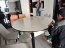 晨巢 岩板餐桌 实木餐桌椅组合现代简约可伸缩折叠吃饭桌子餐厅家具 升级全实木双轨餐桌-111皮椅 1.5米一桌六椅-12MM岩板厚度 实拍图