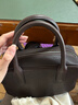 裘真【明星推荐】宽宽包植鞣牛皮休闲斜挎包手提保龄球包女 咖啡色 实拍图