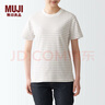无印良品（MUJI） 女式 双罗纹编织 T恤 休闲百搭 短袖女夏季薄荷曼波风 浅灰色条纹 2S XS 实拍图