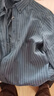 马登工装美式复古磨毛竖条纹衬衫男翻领休闲长袖衬衣修身薄款上衣外套 古蓝色 L 实拍图