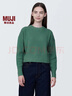 无印良品（MUJI）女式 棱纹编织 圆领短款针织衫 长袖女款 女装 薄款毛衣 绿色 XL (165/92A) 实拍图
