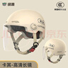 绿源（Luyuan）电动车头盔电瓶车3c认证摩托车头盔女男通用四季盔半盔防晒安全帽 卡其色-大眼精灵-透明长镜 【不带护耳】 实拍图