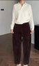 优衣库合作款/女装灯芯绒廓形长裤/弯刀镰刀裤子479663 38 深褐色 M /160/68A 实拍图