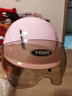 野马（YEMA）3C认证359S电动摩托车头盔男女夏季防晒半盔四季通用安全帽新国标 桃粉花+咖短 实拍图