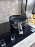 温仑山丝带平底锅不粘锅煎锅燃气灶电磁炉专用加深炒锅煎蛋锅曜石黑26cm 实拍图