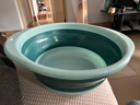 洁丽雅（Grace） 可折叠脸盆旅行出差酒店户外宿舍家用学生洗衣脸盆洗脚盆便携式 蓝色特大号【送1个挂钩】 实拍图