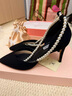 Lily Wei【月影】毛晓彤明星同款珍珠高跟鞋夏凉鞋小码情人节礼物2025新品 黑色跟高8厘米 37 实拍图