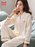猫人【防螨抑菌纯棉】女士睡衣女【抽针工艺】小香风开衫米白L 实拍图