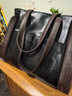 ANDSEEYOU真皮女包2025新款潮秋冬大包大容量羊皮软皮时尚手提包单肩斜挎包 黑色 实拍图