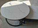 森生林岩板茶几客厅小户型简约轻奢椭圆形可伸缩茶桌 C14-1黑架灰箱 雪山白+雪山白 120cm椭圆茶几+80cm小圆边几 实拍图