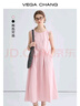 VEGA CHANG粉色连衣裙女2025年夏季新款海边度假显瘦气质减龄拼接背心长裙子 蜜桃粉 S 实拍图