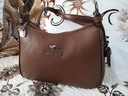 真皮质感包包女2025新款女士百搭大容量中年妈妈包简约单肩斜挎包 棕色 实拍图