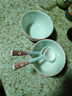 釉下彩可爱卡通碗碟套装家用高颜值陶瓷碗筷盘餐具 2碗2勺 4件套 实拍图