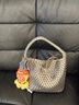 ECODAY托特包通勤包包女包大容量单肩手提小众编织包生日礼物送女朋友 银色（小号） 实拍图
