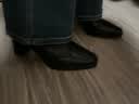 梵昇昱韩版高跟方头瘦瘦靴短靴女粗跟复古马丁靴英伦风短筒单靴 高跟短靴-黑色【37】 实拍图