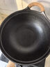 九铸 生铁锅深炒锅老式铁锅家用不粘锅平底炒菜锅燃气灶电磁炉专用锅 长柄-平底炒锅-木盖款 31cm 实拍图