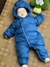 英氏（YEEHOO）新生婴儿外出服保暖连帽哈衣冬季男女宝宝羽绒长袖连体衣超韧绒 蓝色 73 cm （建议6-9个月） 实拍图