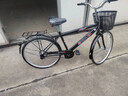 美昱山地自行车男城市自行车学生淑女单车成人实心胎通勤车 三角梁-豪华版-黑色 26寸充气胎【建议160-180cm】 实拍图