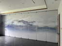 展厅活动隔断墙大堂推拉折叠门博物馆展板画廊移动隔断 木饰面 实拍图