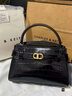CHARLES&KEITH鳄鱼纹凯莉包手提斜挎婚包包女包生日礼物CK2-50270880-1 Black黑色 S 实拍图