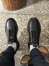 红蜻蜓男鞋春秋男士运动皮鞋牛皮休闲跑步鞋户外板鞋WTL24040黑色38 实拍图