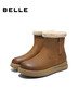 百丽（Belle）复古擦色雪地靴女2025冬新商场同款舒适保暖东北靴E5L1DDD5 棕色 35 实拍图