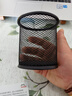 得力（deli）金属网纹圆形笔筒 简约创意桌面收纳盒 办公学习用品 黑色 实拍图
