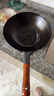 堺不動 日本原装进口铁锅超轻薄物理不沾炒锅无涂层家用圆底燃气灶适用 木柄炒锅无盖款 33cm 实拍图