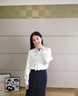 系带蝴蝶结衬衫女春夏季气质百搭衬衣宽松职业内搭正装上衣J301 白色长袖 M （95-110斤） 实拍图