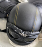 JYT个性M35大兵德式钢盔巡航机车复古半盔男女骑行电动摩托车头盔皮 黑黄线搭配黑框哈雷镜 2XL（62-63） 实拍图