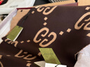 GUCCI古驰双G提花羊毛围巾 棕色和米色 均码 实拍图